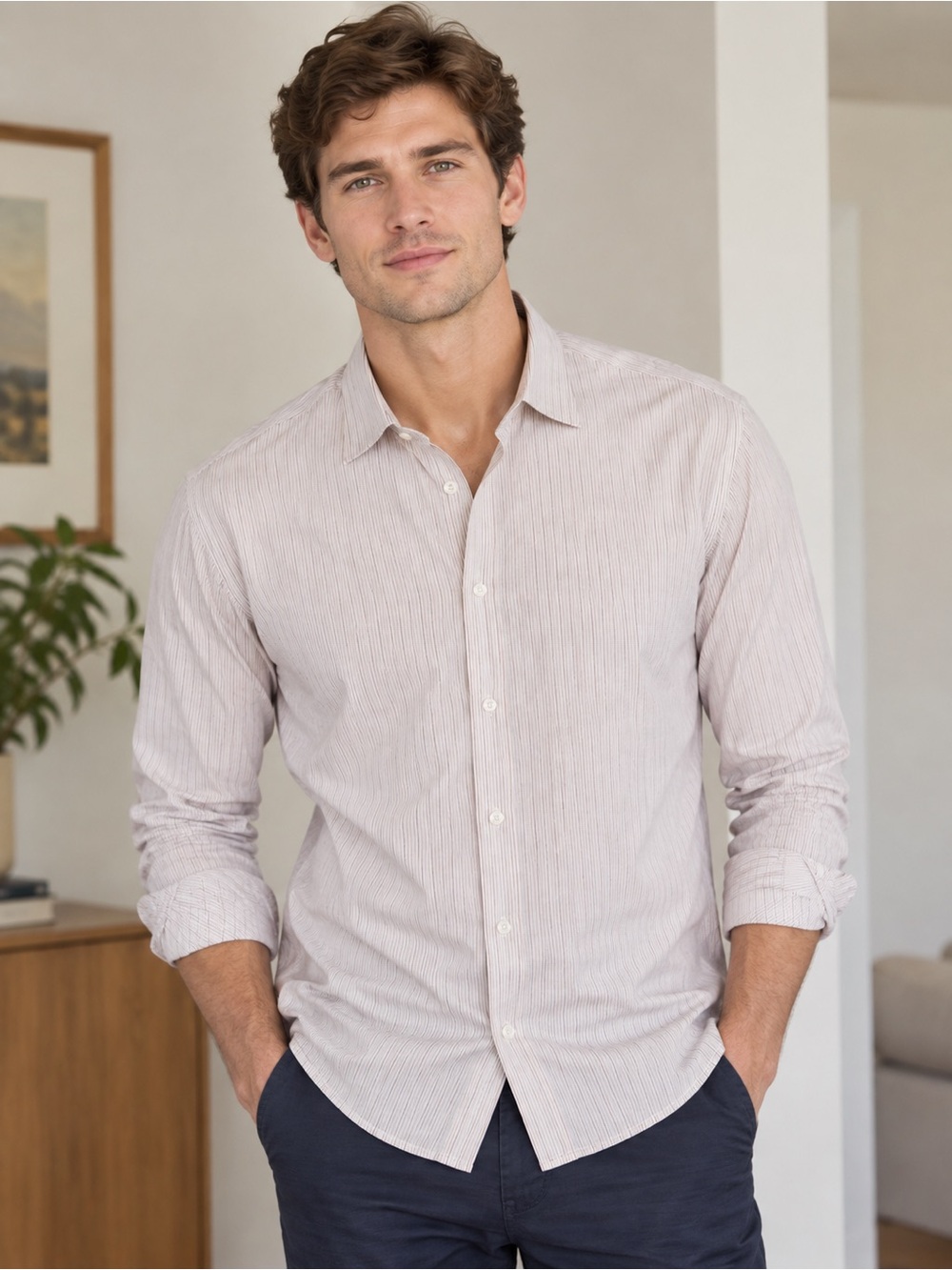 Calvin Klein Men's Pinstripe Dress Shirt
